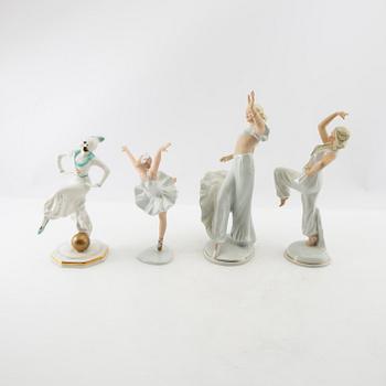 Figurines 4 pcs Schaubach, Wallendorf and Hutschenreuther Germany mid-20th century porcelain.