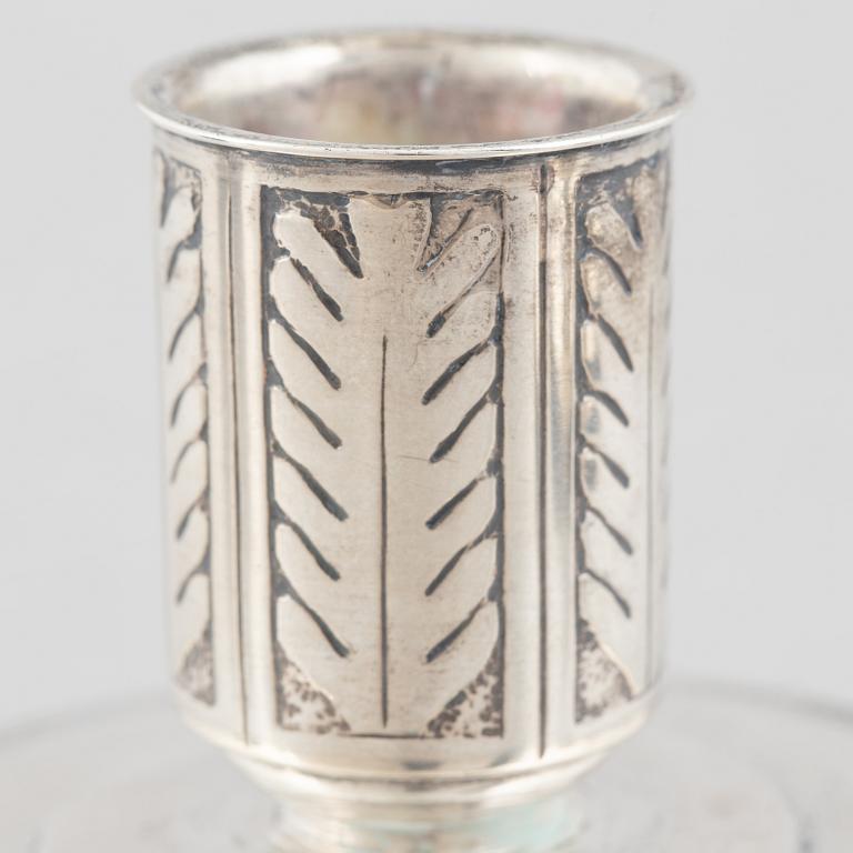 A pair of silver candlesticks, marks of W.A. Bolin, Stockholm, Sweden 1941.