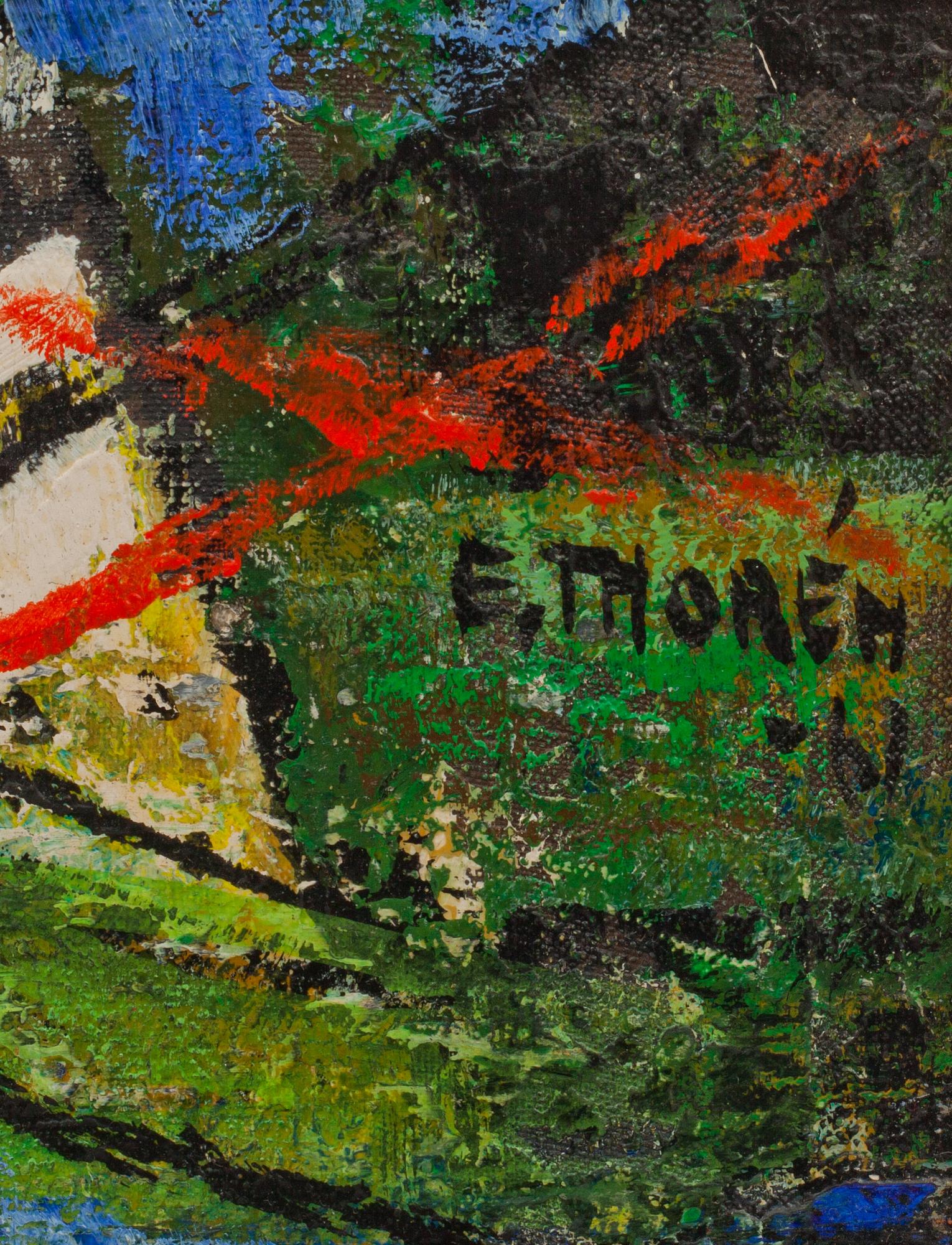 ESAIAS THORÉN, oljemålning på pannå, signerad och daterad -61.