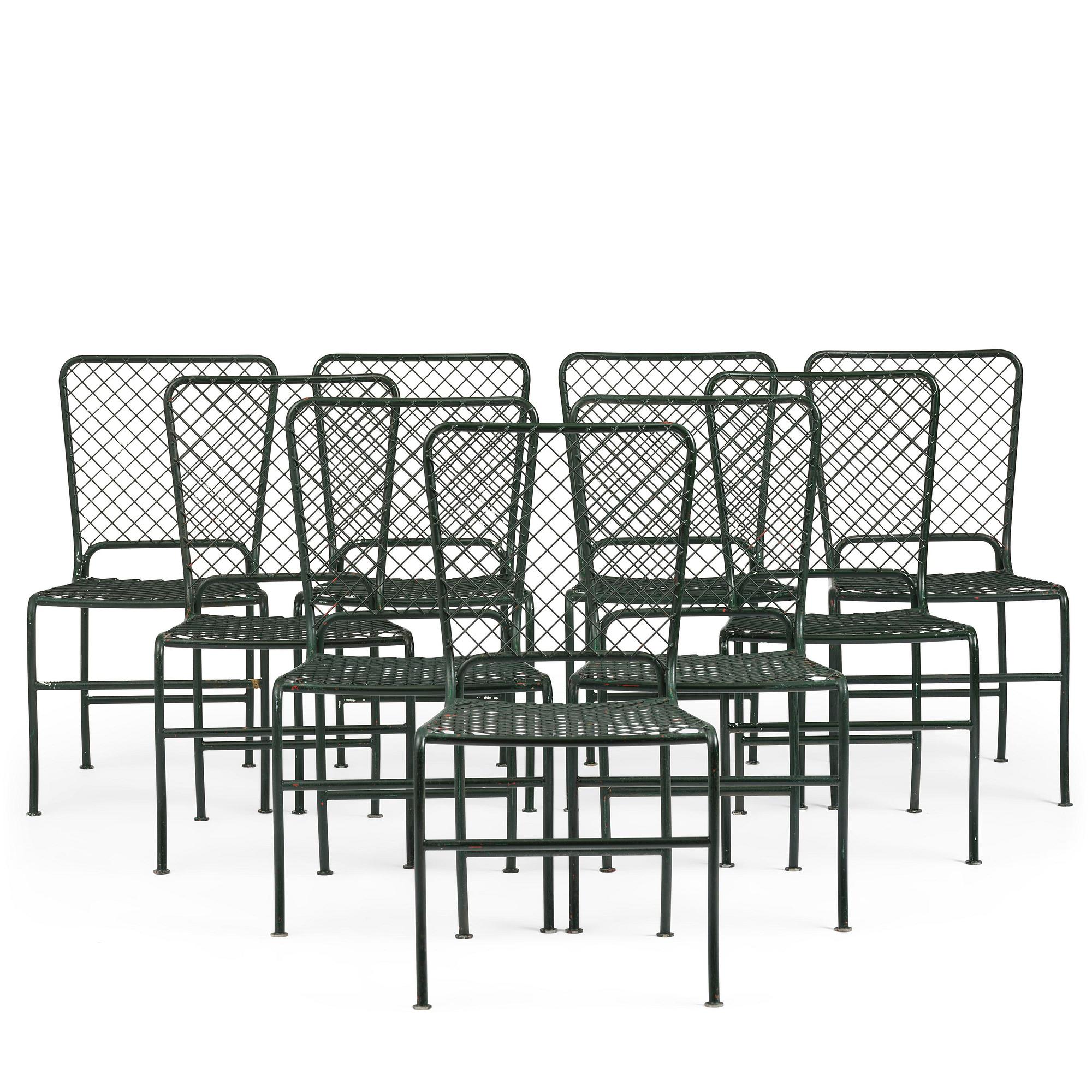 Josef Frank, trädgårdsstolar, nio stycken, modell 591, Firma Svenskt Tenn.