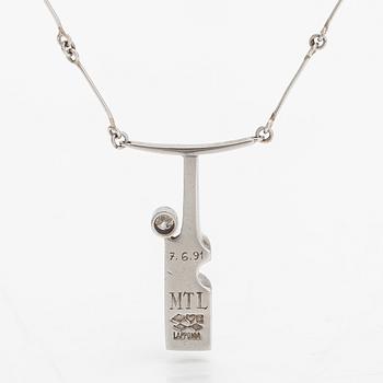 Björn Weckström, A platinum necklace "Nessos" with a ca. 0.10 ct diamond. Lapponia 1981.