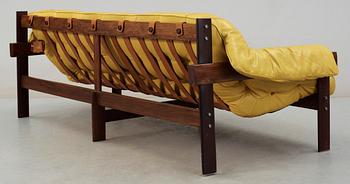 A Percival Lafer palisander and yellow leather sofa, Lafer MP, Brasil 1970's.