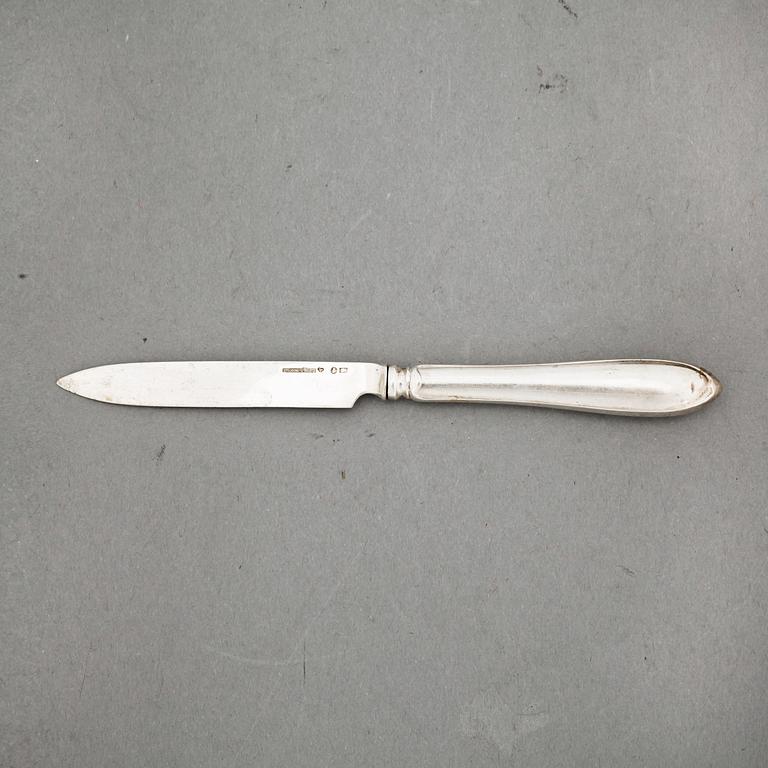 FRUKTKNIVAR, 12 delar, silver, C G Hallberg, 1916. Totalvikt ca 404 gram.