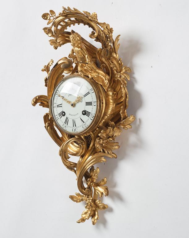 A French Louis XV gilt bronze clock by Ferdinand Berthoud (1727-1807).