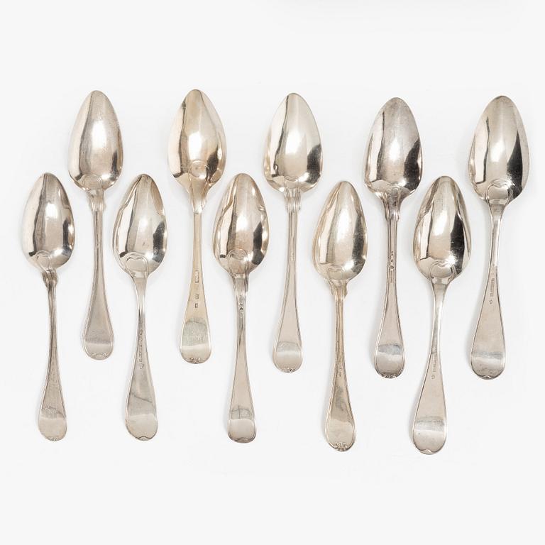 Matskedar, 10 st, silver, Sverige 1810-1859.