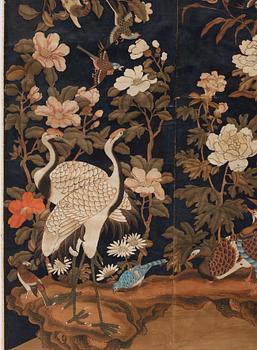 A Chinese wall paper, gouache on paper, Qing dynasty (1644-1912).