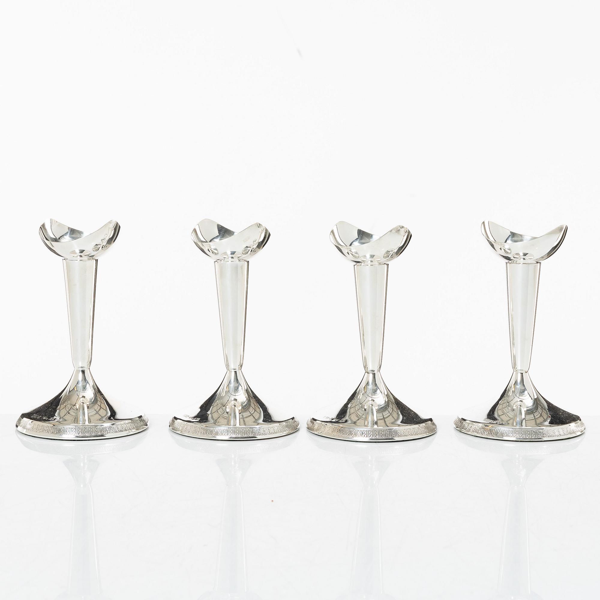 Guldsmedsaktiebolaget (GAB), Ljusstakar, 4 st, silver, GAB, Stockholm 1961-68.