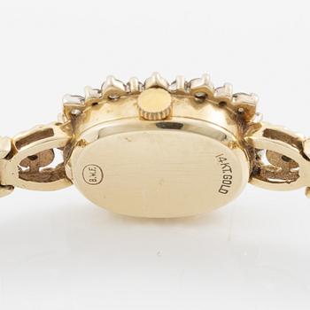 Wristwatch, Andre Pailet, 14K gold with brilliant-cut diamonds.