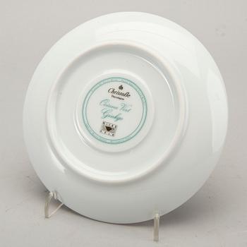 SERVIS, 12 dlr Christofle "Océana vert Gingko", porslin 1900-talets senare del.