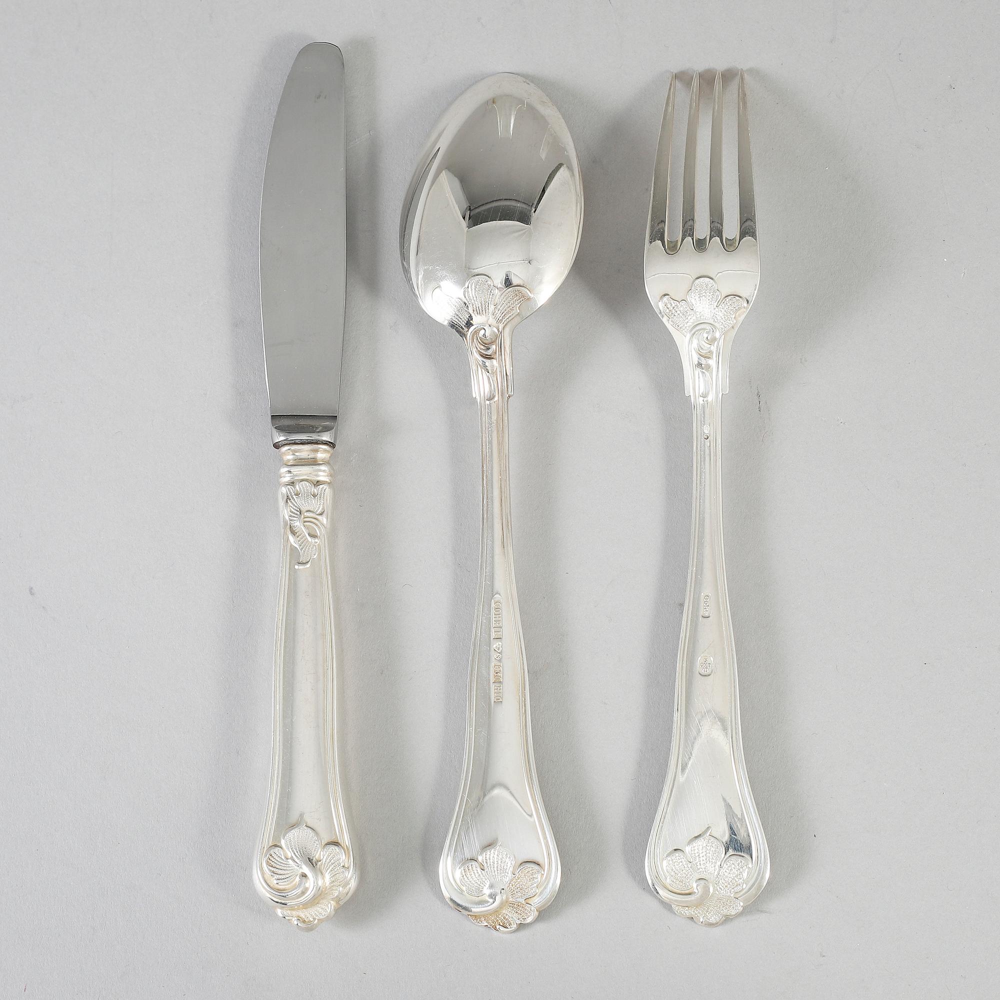 A Cohr 'Sachsisk' model silver cutlery, Denmark, mid 20th century (36 pieces).