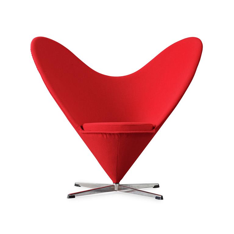 A Verner Panton 'Heartshaped Cone chair', upholstered in red, Fritz Hansen, Denmark 1960's.