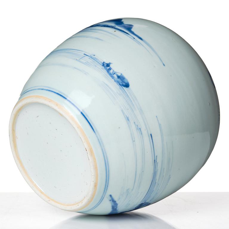 A large blue and white  jar, Qing dynasty, early 18th Century.