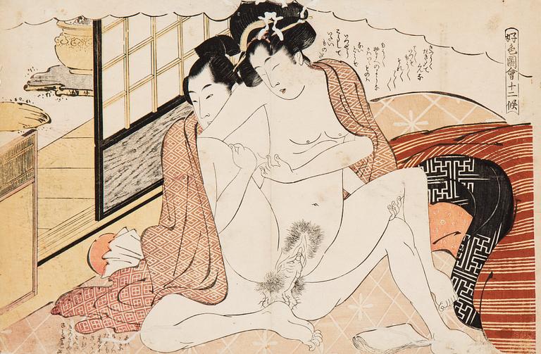 KATSUKAWA SHUNCHŌ, Färgträsnitt (2), omkring 1788.