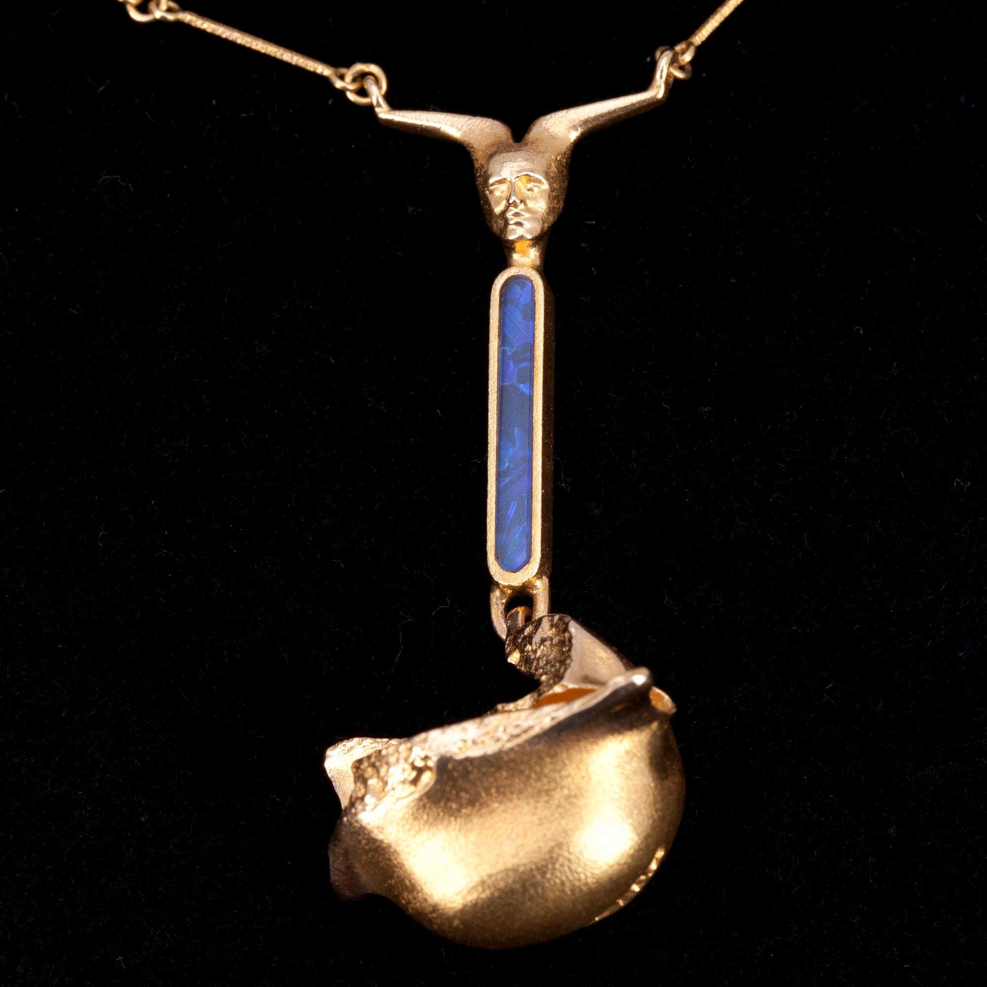 HALSSMYCKE, guld 14K, "Harlekiini", Björn Weckström, Lapponia 1978. Tot. vikt 18 g.
