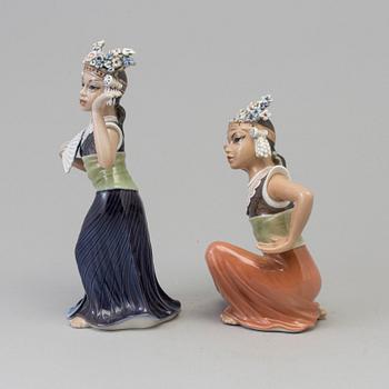 Two J P Dahl Jensen porcelain figurines 'Monuia' and 'Aju Sitra', Denmark, 1940/60s.