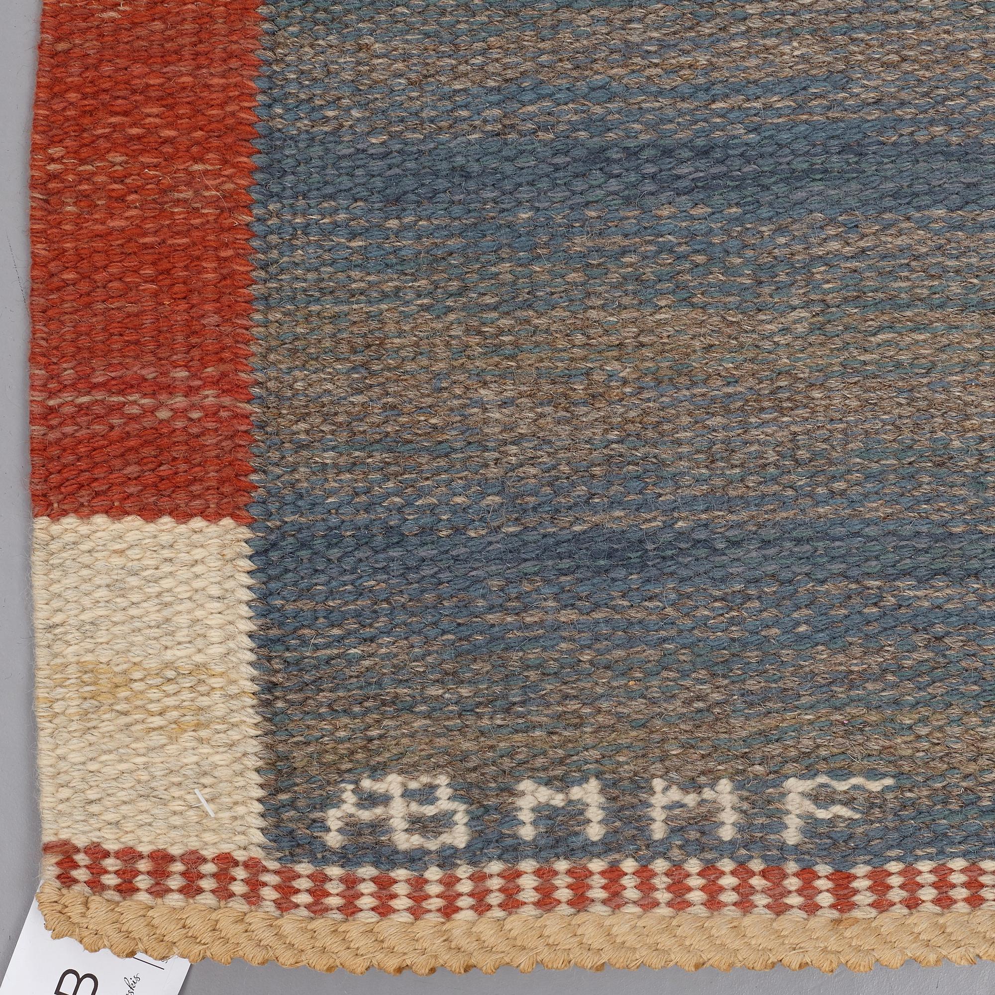 Märta Måås-Fjetterström, MATTO, "Malmstens gångmatta, blå", flat weave, ca 408,5 x 101 cm, signed AB MMF.