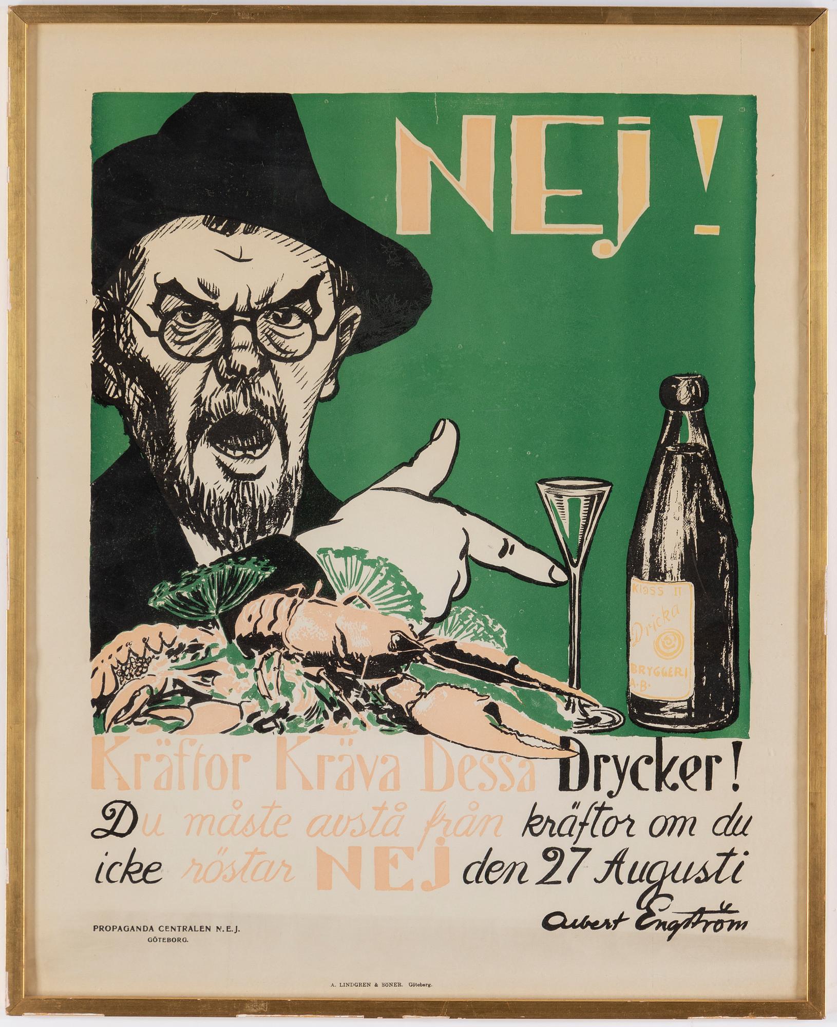 ALBERT ENGSTRÖM, affisch, Tryckt hos A. Lindgren & söner i Göteborg.