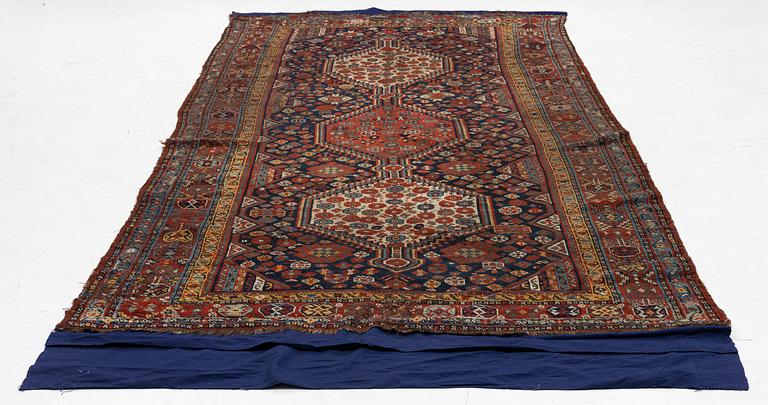 An antique Khamseh runner, southwestern Iran, c. 330 x 157 cm.