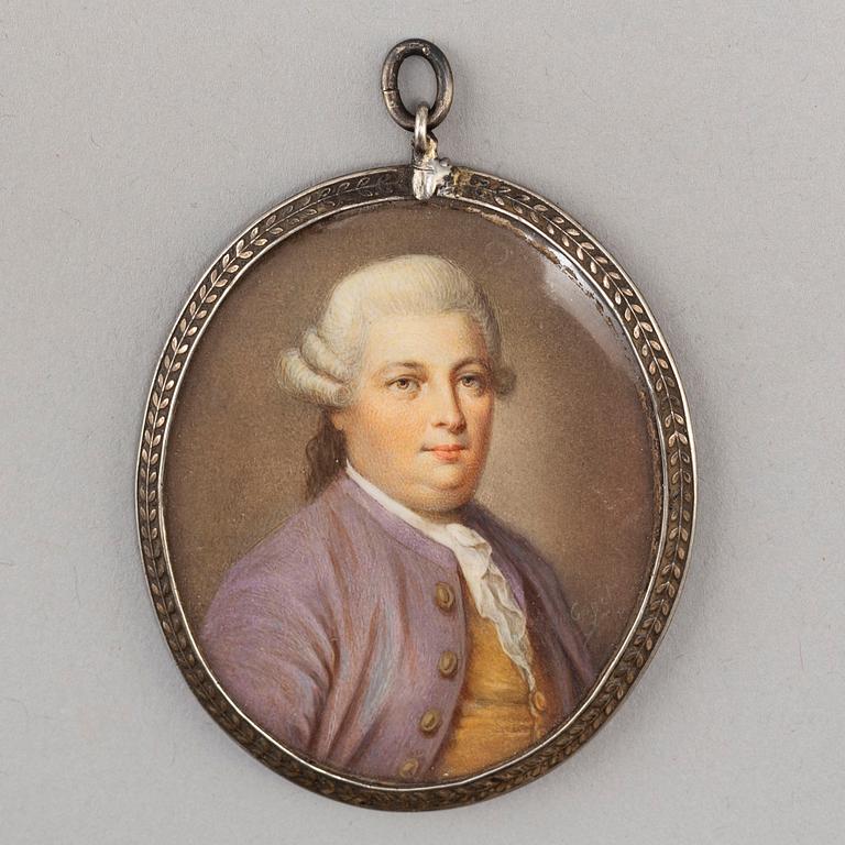 MINIATURE, 18th CenTURY. Gouache on bone, indistinctly signed.