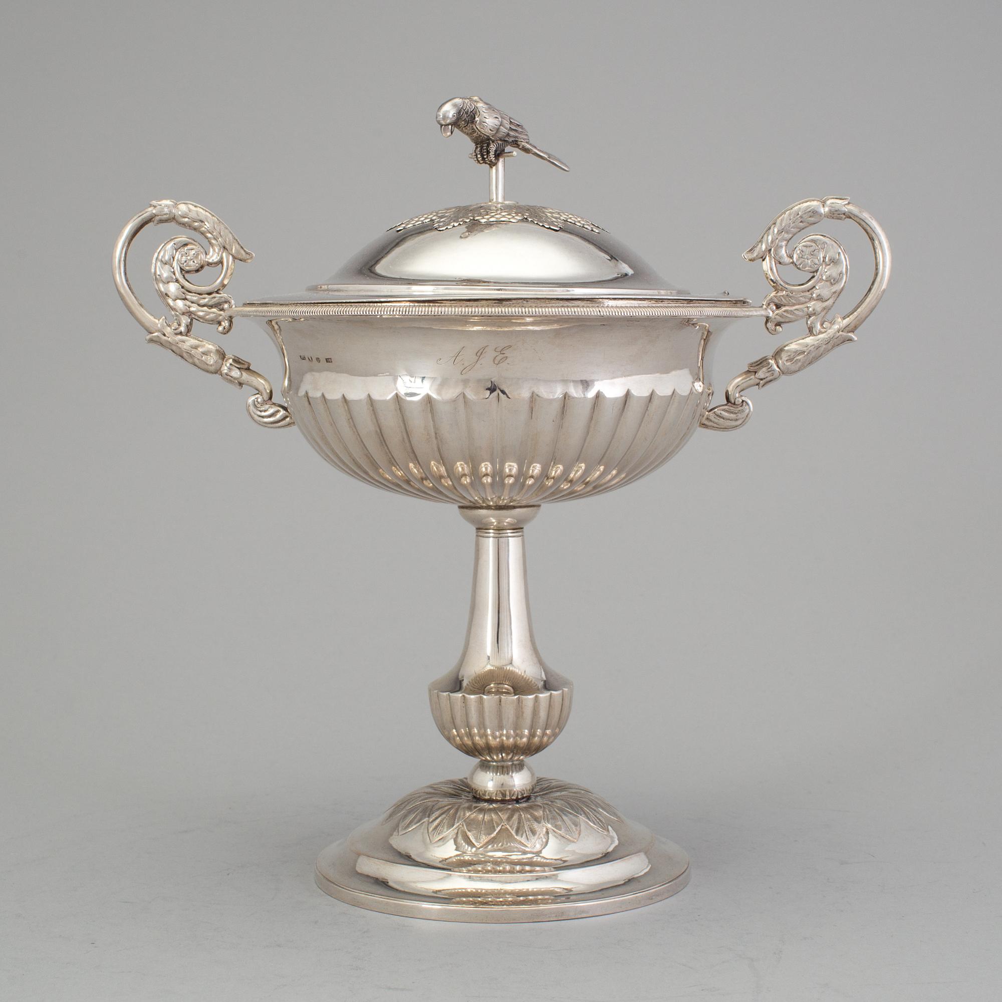 ANDERS LUNDQVIST, Stockholm, 1826, sockerskål, silver, empire.