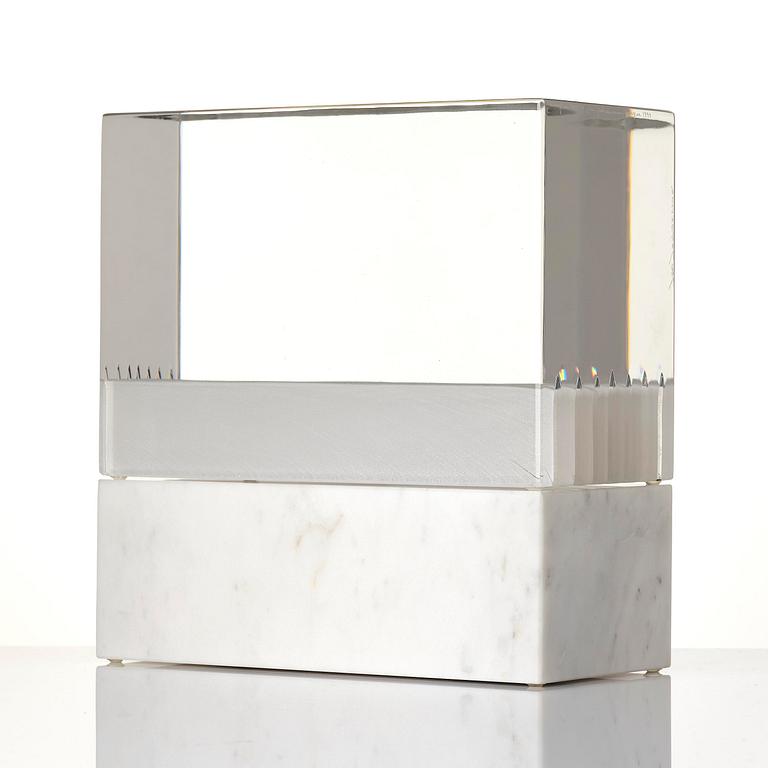 Jan Johansson, unik skulptur, slipat glas, Orrefors 1999.