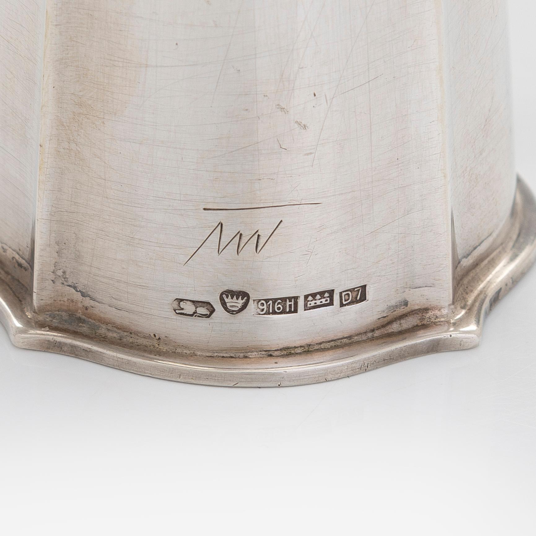 Tapio Wirkkala, a pair of 1950s silver TW-2 vases, Kultakeskus, Hämeenlinna 1957.