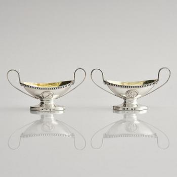 A Swedish pair of 18th century parcel-gilt silver salt-cellars, marks of Petter Eneroth, Stockholm 1785.