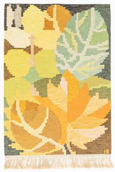 Ingegerd Silow, vävnad, "Höstlöv", rölakan 120 x 85 cm.