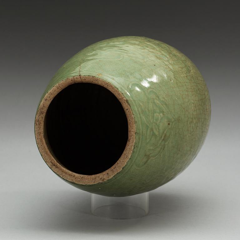 A celadon glazed jar, Ming dynasty (1368-1644).
