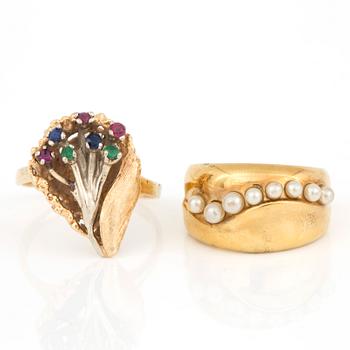 RINGAR 2 st, olika guldhalter.