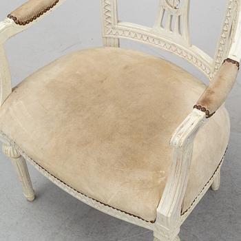 A set of two Gustavian arm chairs from the early 19th Century.