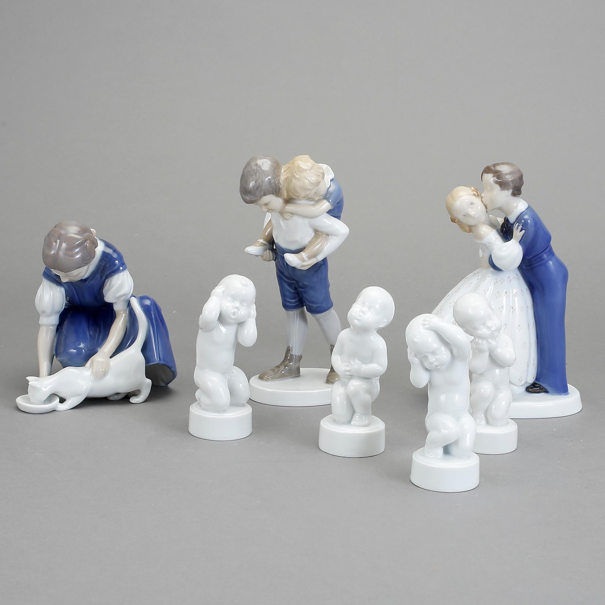 FIGURINER, 7 st, porslin, Bing & Gröndahl.