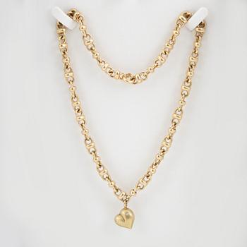 Jarl Sandin, collier, hjärtformat hänge med briljantslipad diamant ca 0.02 ct, Göteborg, 2006.