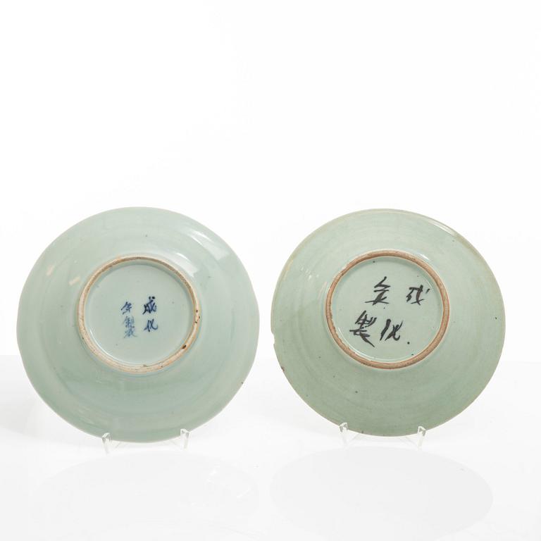 Tallrikar, 10 st, porslin, Kina, 1800-tal.