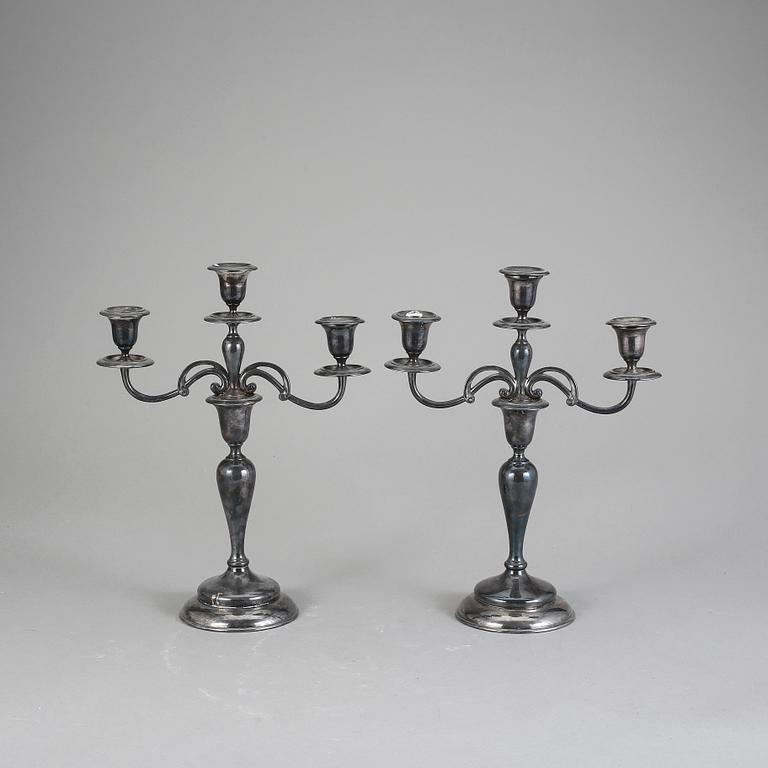KANDELABRAR, ett par, nysilver, AG Dufva, Stockholm 1910-tal.