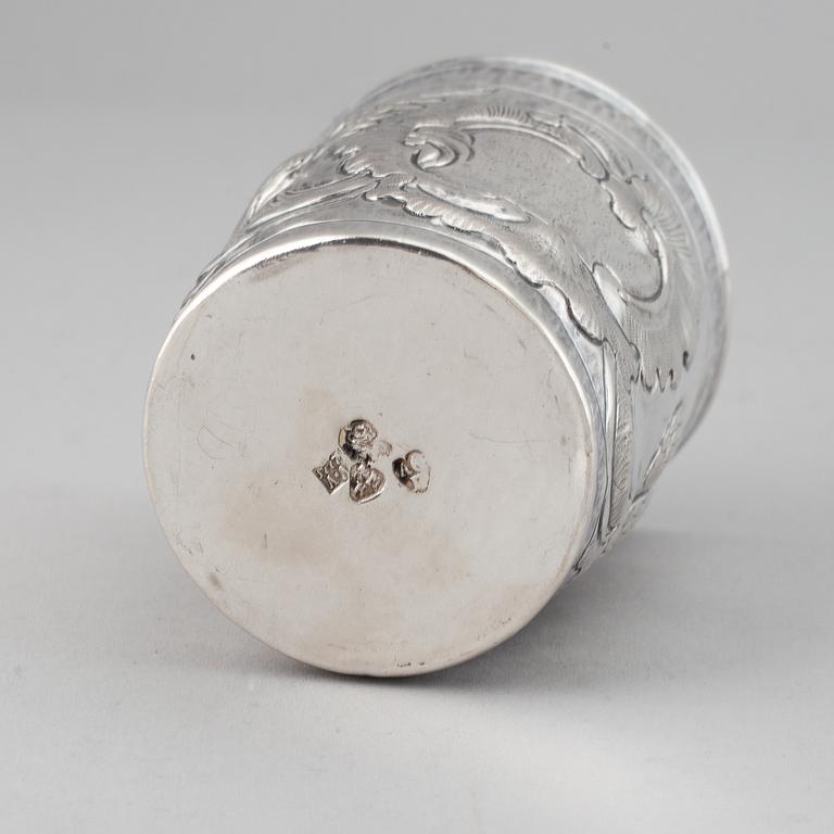Bägare, silver, icke identifierad mästare, Moskva 1777.