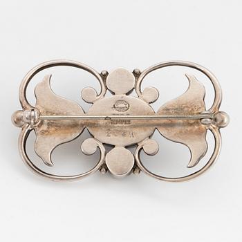 A Georg Jensen brooch 236A silver set with lapis lazuli.