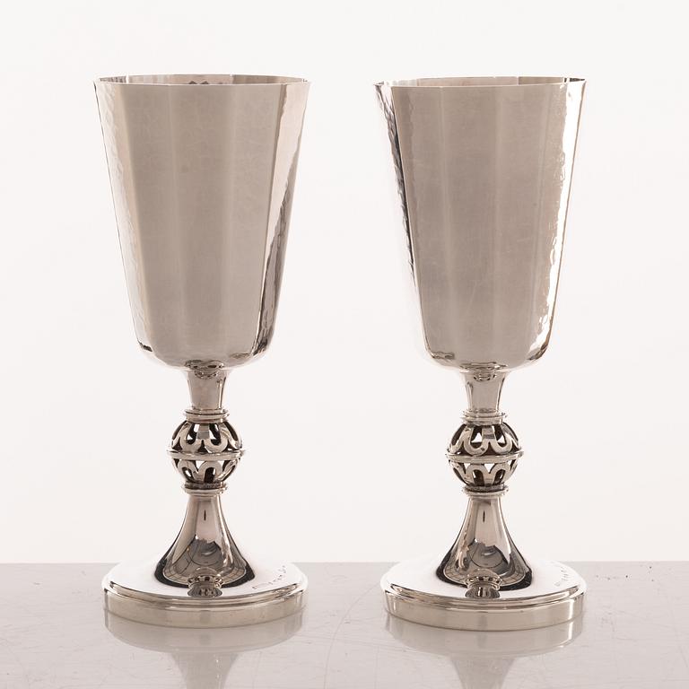 Eric Löfman, A set of twelve silver vodka glasses, KG Markströms, Uppsala 1972.