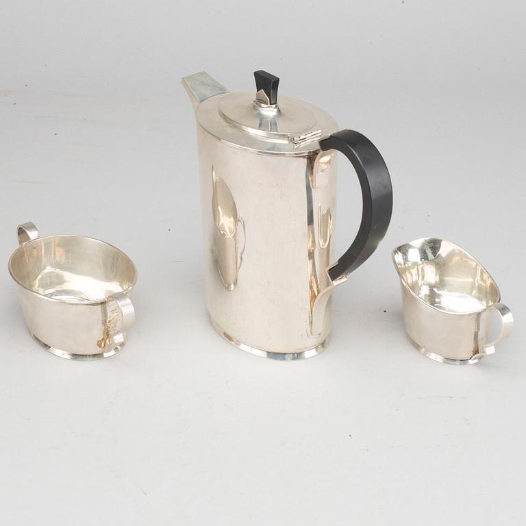 KAFFESERVIS, 3 delar, silver, svenska importstämplar.