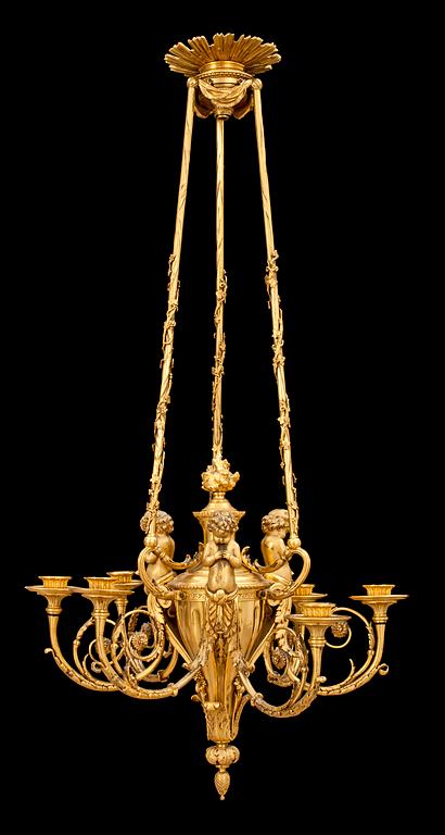 A Louis XVI-style 19th century gilt bronze hanging lamp.