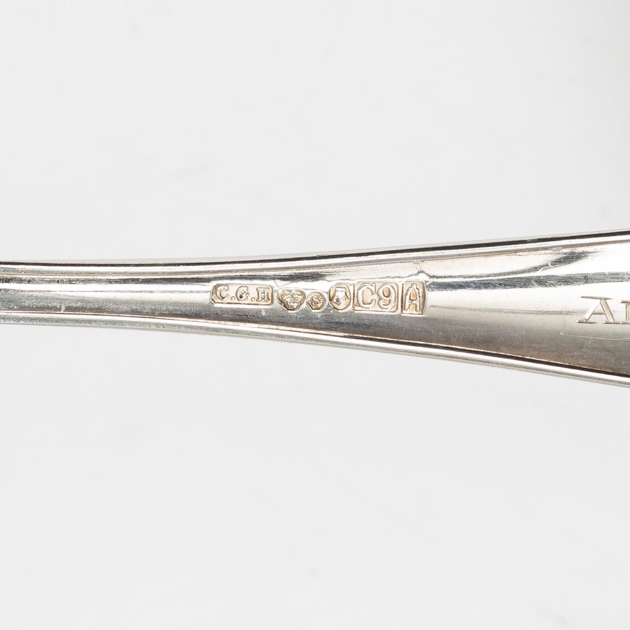 Nineteen spoons, 'Skytte' model, MGAB, GAB and C.G. Hallberg, 1950's/60's.
