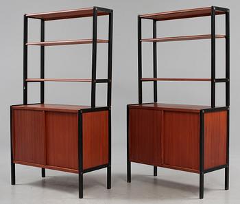 BOKHYLLOR, ett par, "Variette", Bertil Fridhagen, Bodafors, 1950/60-tal.