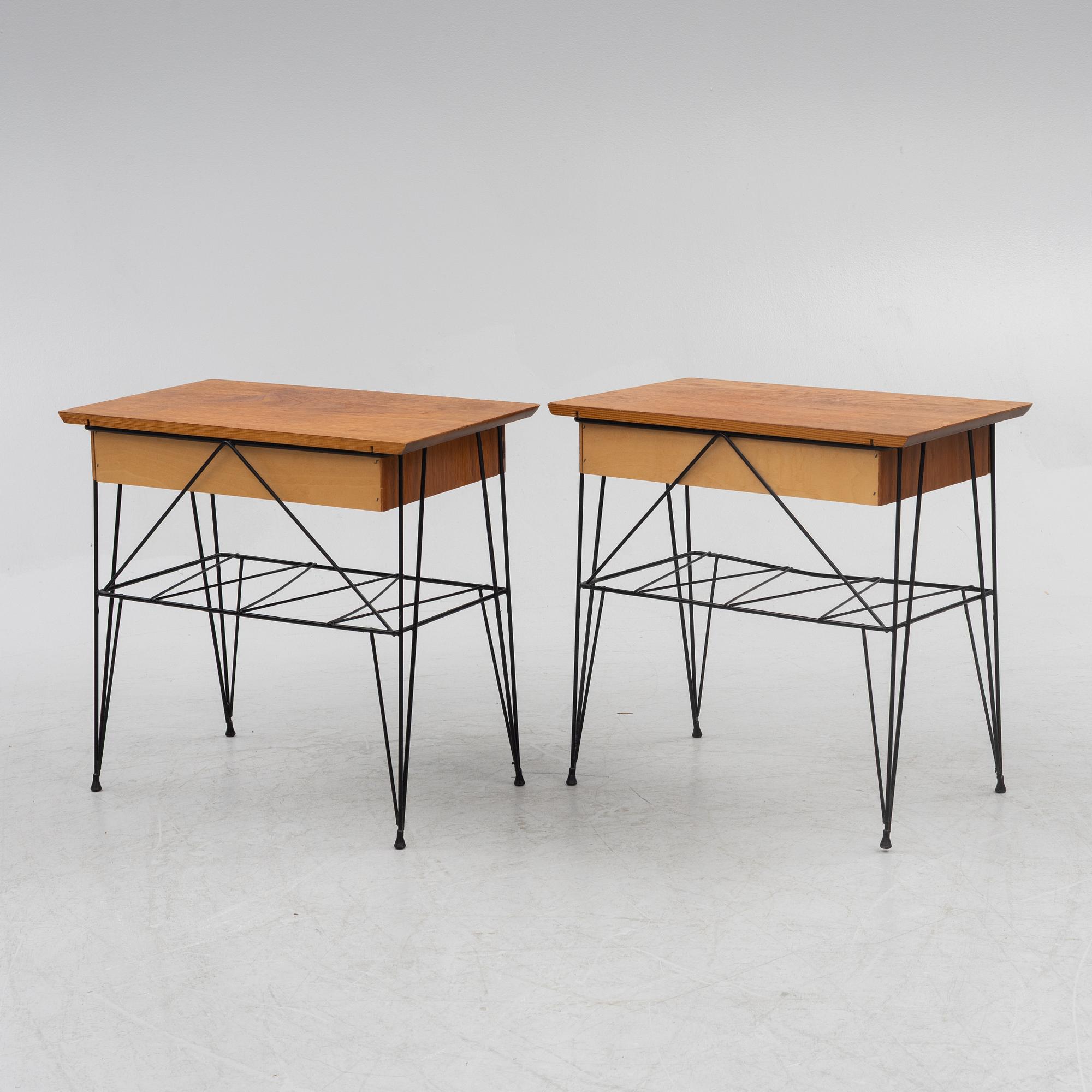 Bedside tables, a pair, Sweden, mid-20th century.