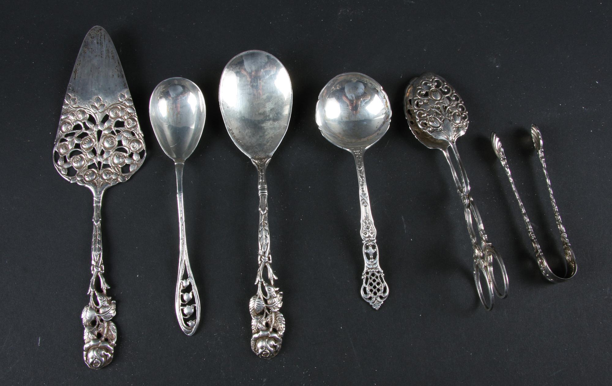 PARTI BESTICK, 6 delar. Silver, importstämplar mm.