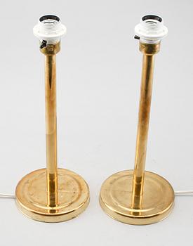 BORDSLAMPOR, 1 par, mässing, ABO Randers, Danmark,  1900-talets andra hälft.