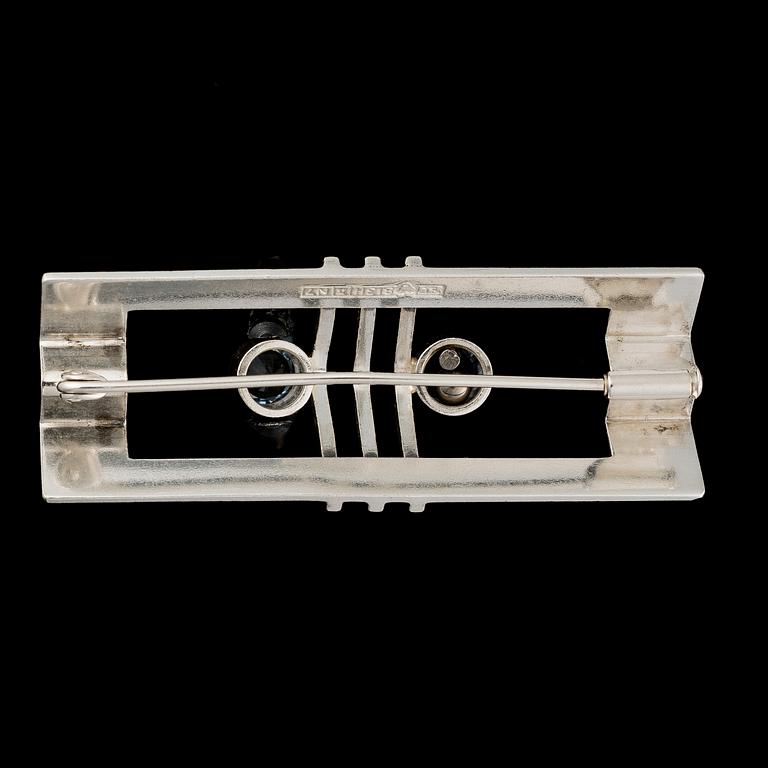 ELIS KAUPPI, brooch, silver and synthetic spinel.  Kupittaan Kulta, Turku Finland 1966.