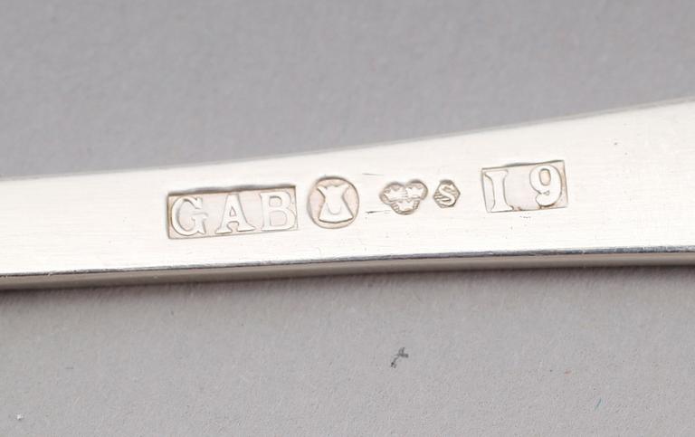 BESTICK, 36 delar, silver, "Rosenholm", GAB, Stockholm 1960/70-tal. Vikt med stålblad ca 1717 gram.