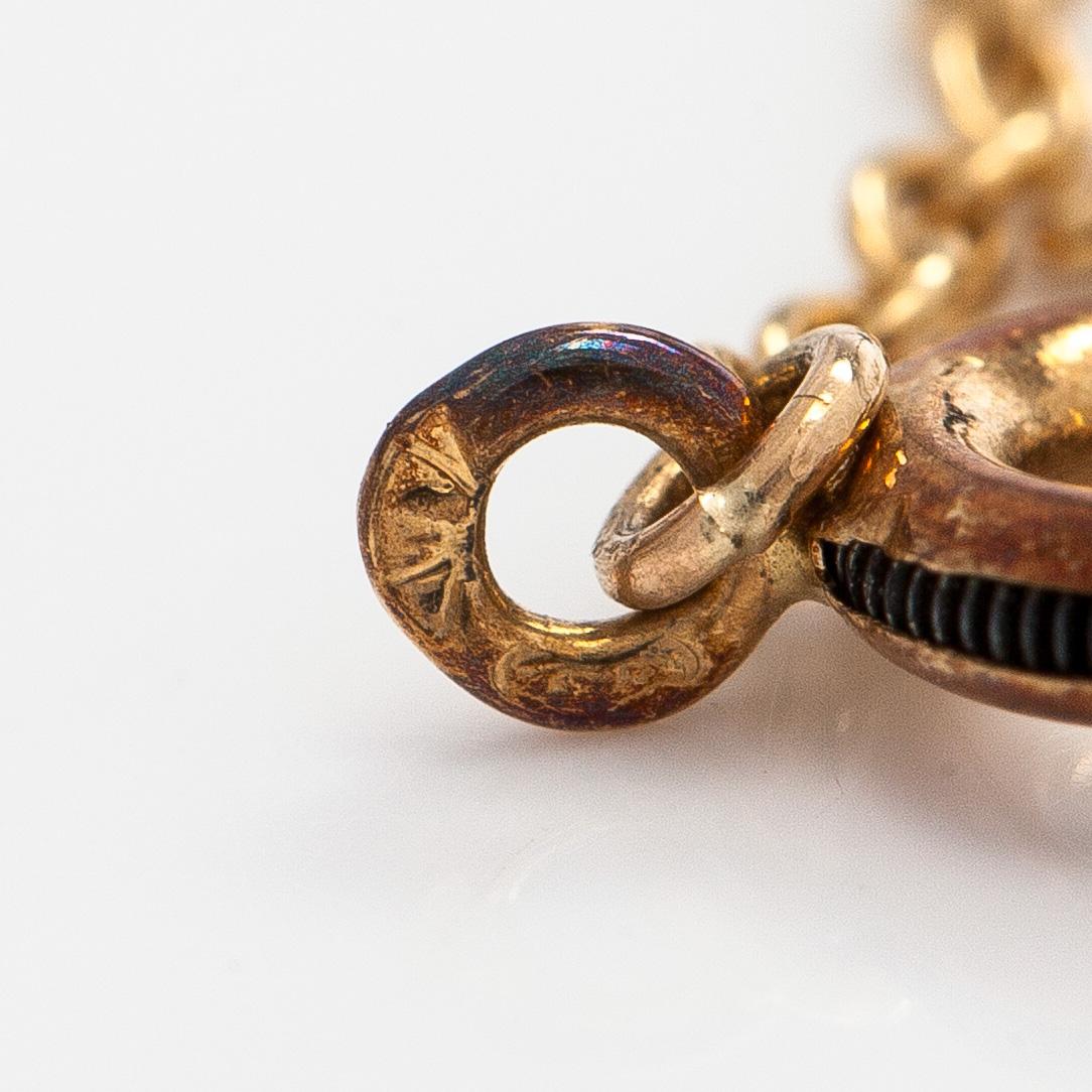 Halssmycke, droppslipad akvamarin,  gammalslipade diamanter, 14K guld.