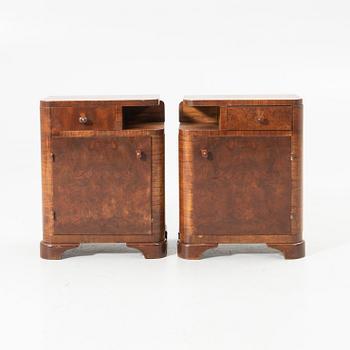 Bedside tables, a pair, first half of the 20th century.