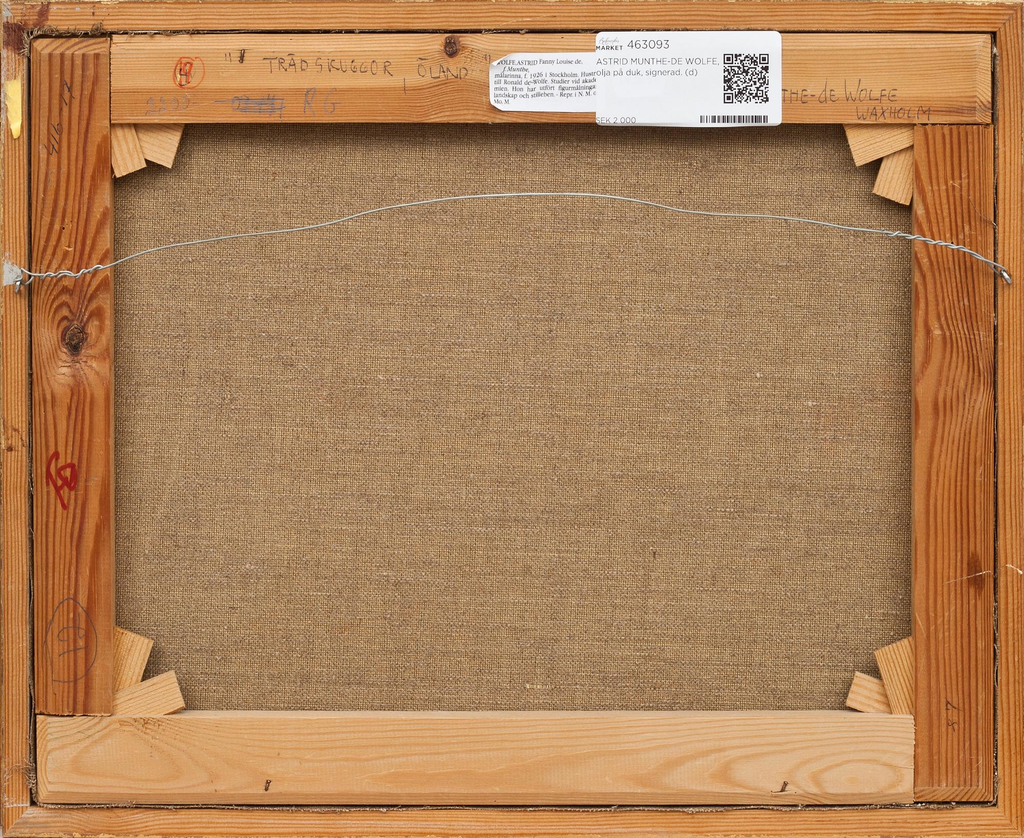 ASTRID MUNTHE-DE WOLFE, olja på duk, signerad.